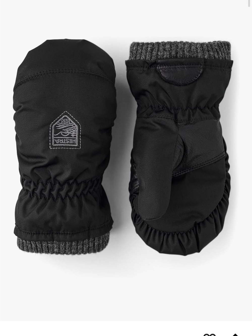 Hestra Kids' Black Mittens with Grey Trim 2-3YRS